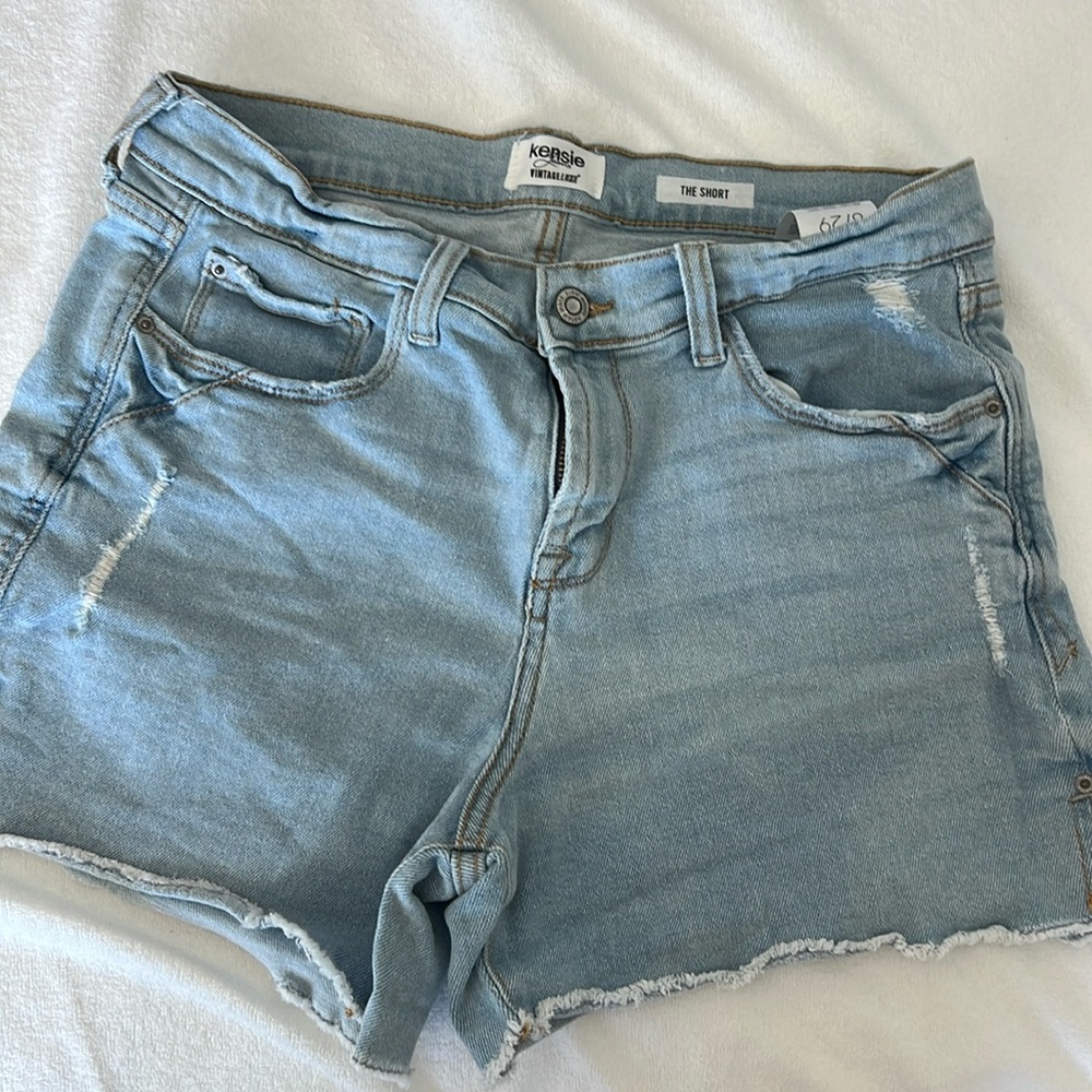 {Kensie} "The High Rise Short" Distressed Ripped Cutoff Stretch Denim Shorts 8